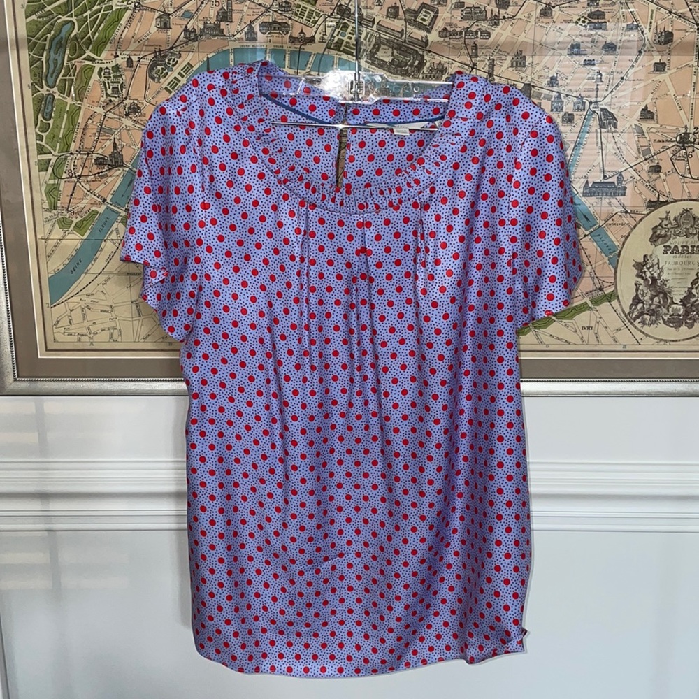 Boden Carey Silk Blouse - Red & Blue - Size 12